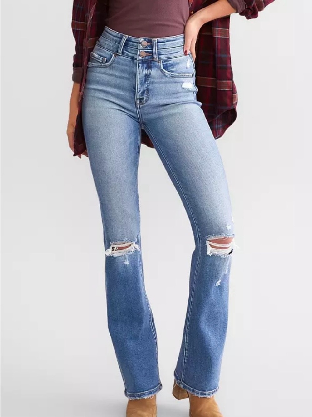 BKE Billie light Blue Ripped slim fit High-Rise classic straight jeans